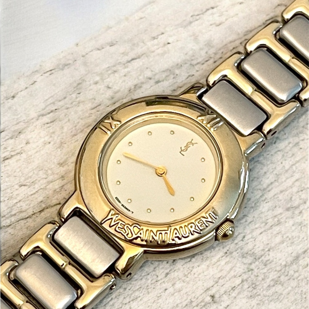 Yves Saint Laurent Two-Tone Gold and Silver Bracelet Watch - Picture 3 of 17